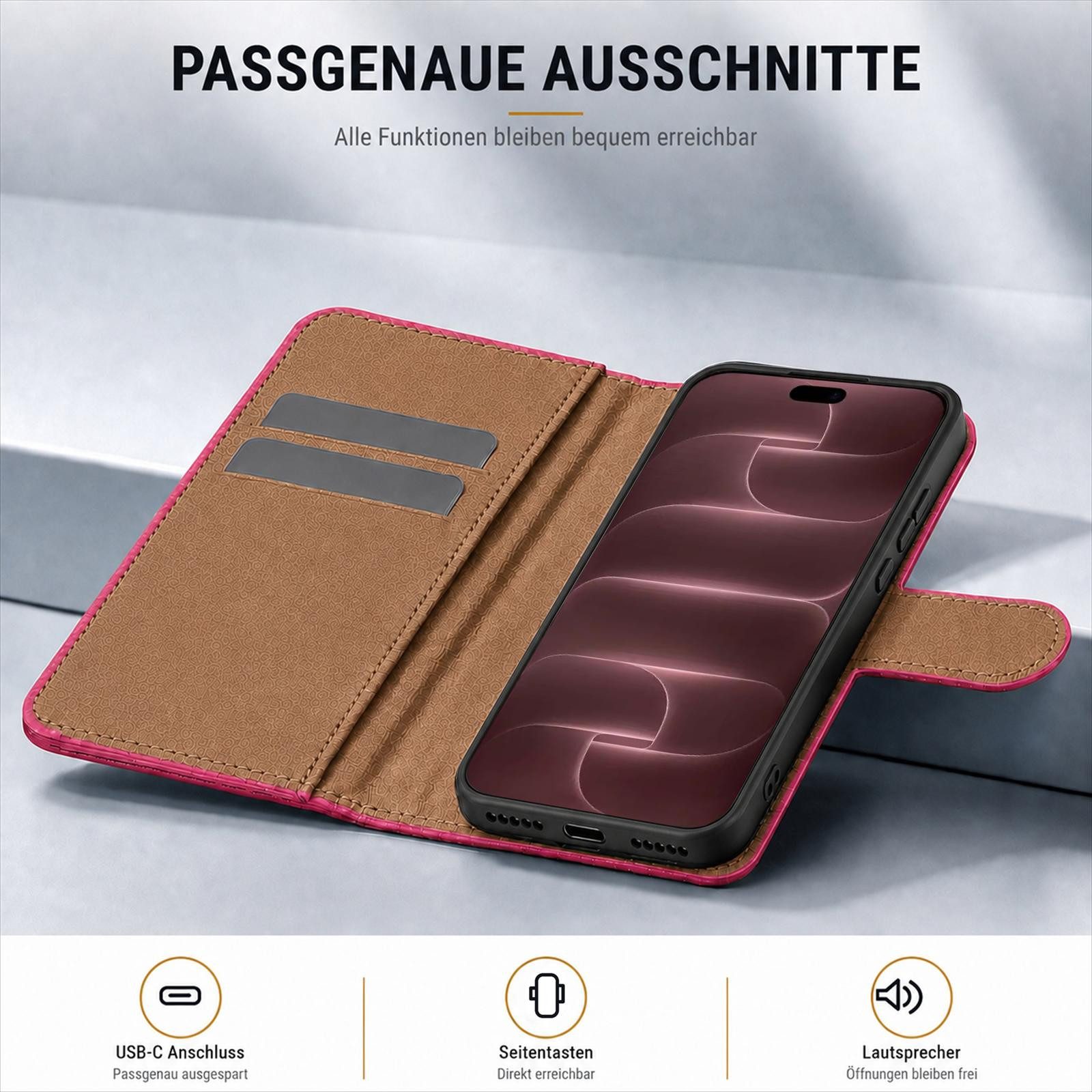 CoolGadget Handyhülle Book Case Handy Tasche für Apple iPhone 18 Pro Max 6,9 Zoll, Hülle Klapphülle Flip Cover für iPhone 18 Pro Max Schutzhülle stoßfest – Bild 4 von 5