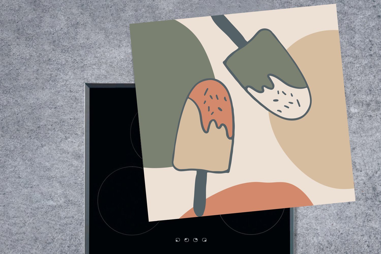 Arbeitsplatte cm, - Herdblende-/Abdeckplatte Tupfen, (1 78x78 Pastell Vinyl, für MuchoWow tlg), Eiscreme - Ceranfeldabdeckung, Sommer - küche