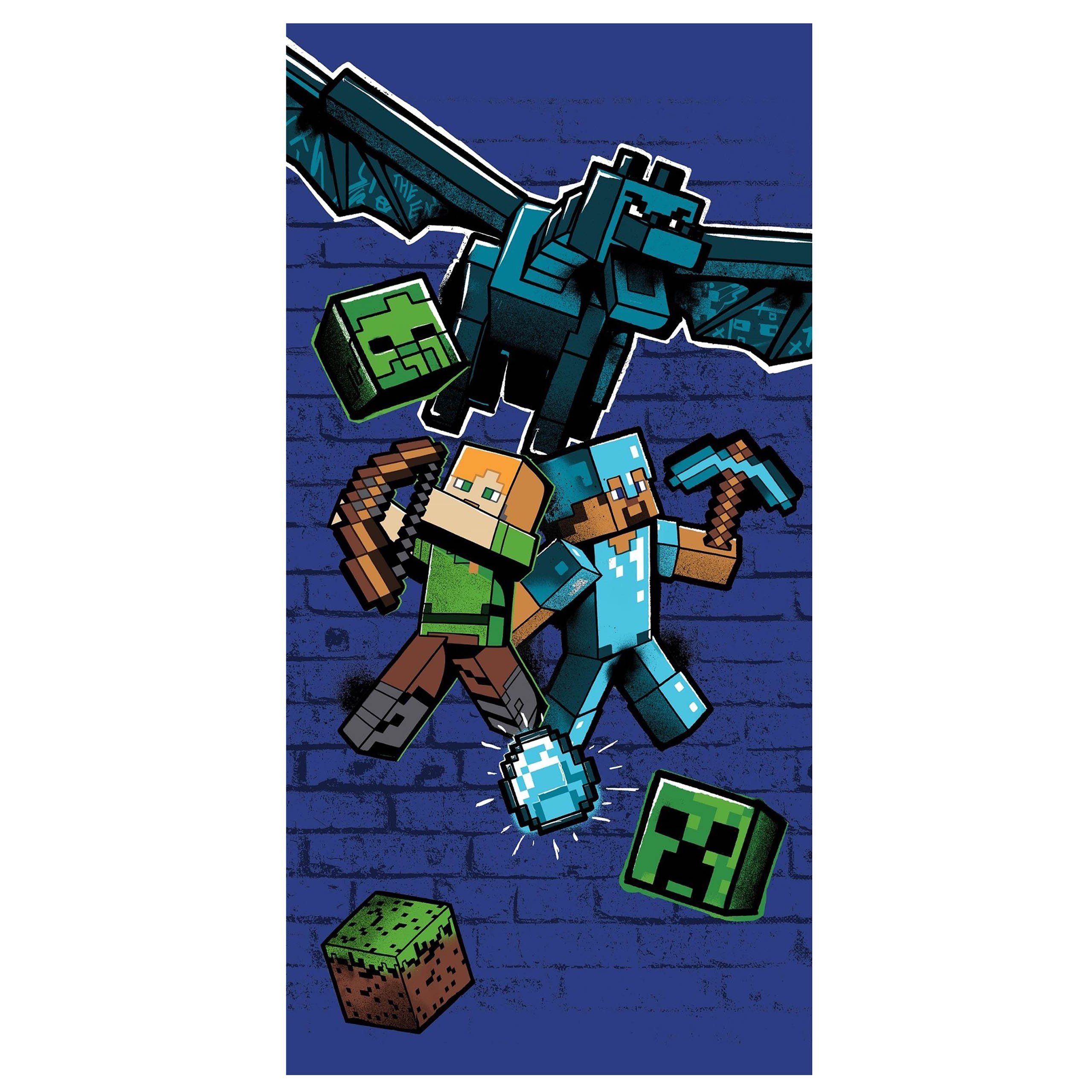 blau, Minecraft Badetücher Baumwolle70x140 navy Badtuch Sarcia.eu cm