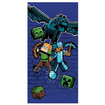 Sarcia.eu Badetücher Minecraft Badtuch navy blau, Baumwolle70x140 cm