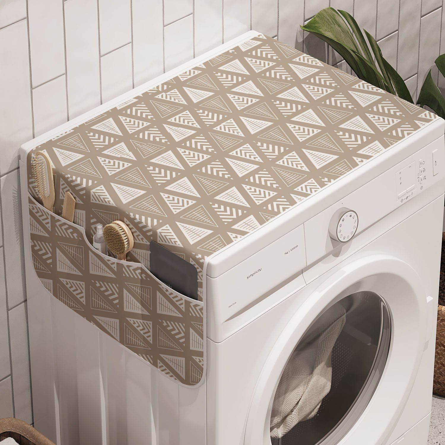 Abstrakt und Anti-Rutsch-Stoffabdeckung Badorganizer Trockner, Triangle Waschmaschine Neutral Abakuhaus für Geometrisch