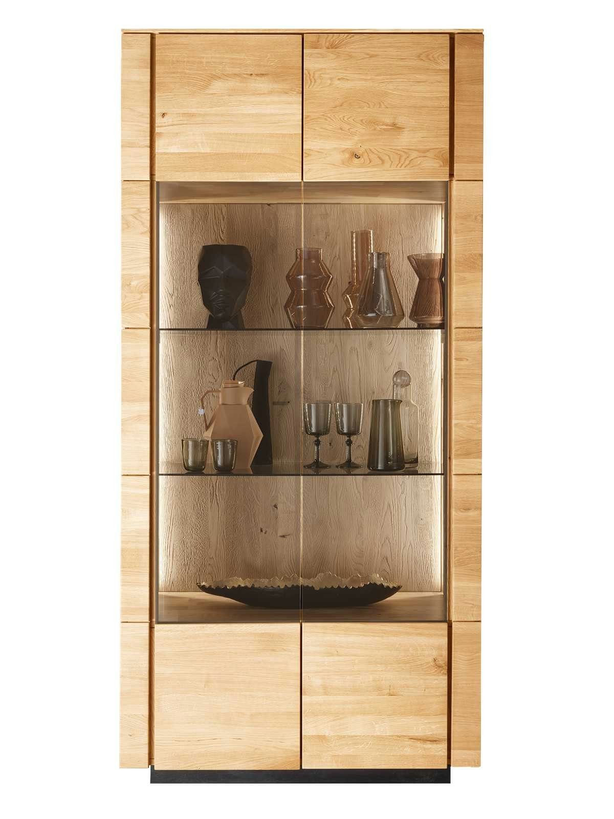 Casamia Vitrine Vitrine Glasvitrine Massivholz B99 H207 T42 cm Aversa Wildeiche