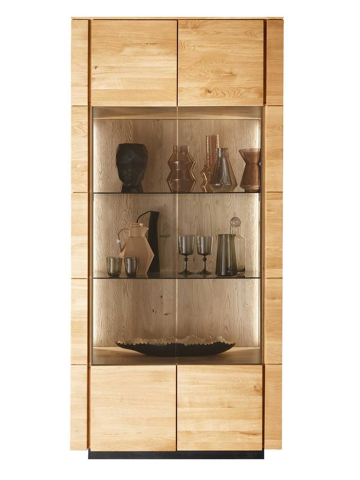 cm B99 Glasvitrine Wildeiche Massivholz Vitrine H207 Aversa Casamia T42 Vitrine