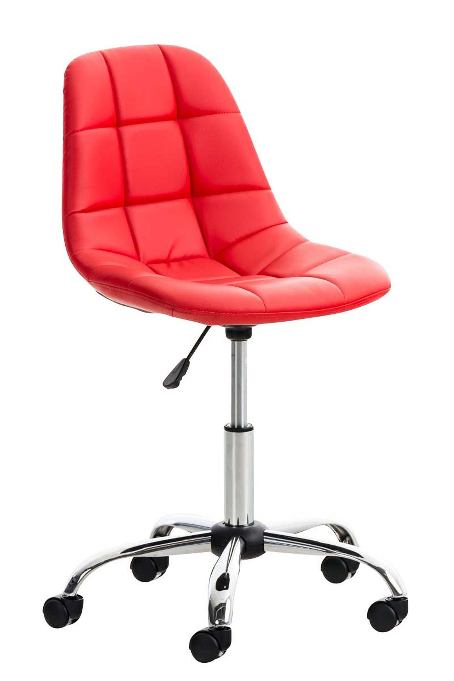 TPFLiving Bürostuhl Emily mit bequemer Rückenlehne - höhenverstellbar und 360° drehbar (Schreibtischstuhl, Drehstuhl, Chefsessel, Konferenzstuhl), Gestell: Metall chrom - Sitzfläche: Kunstleder rot