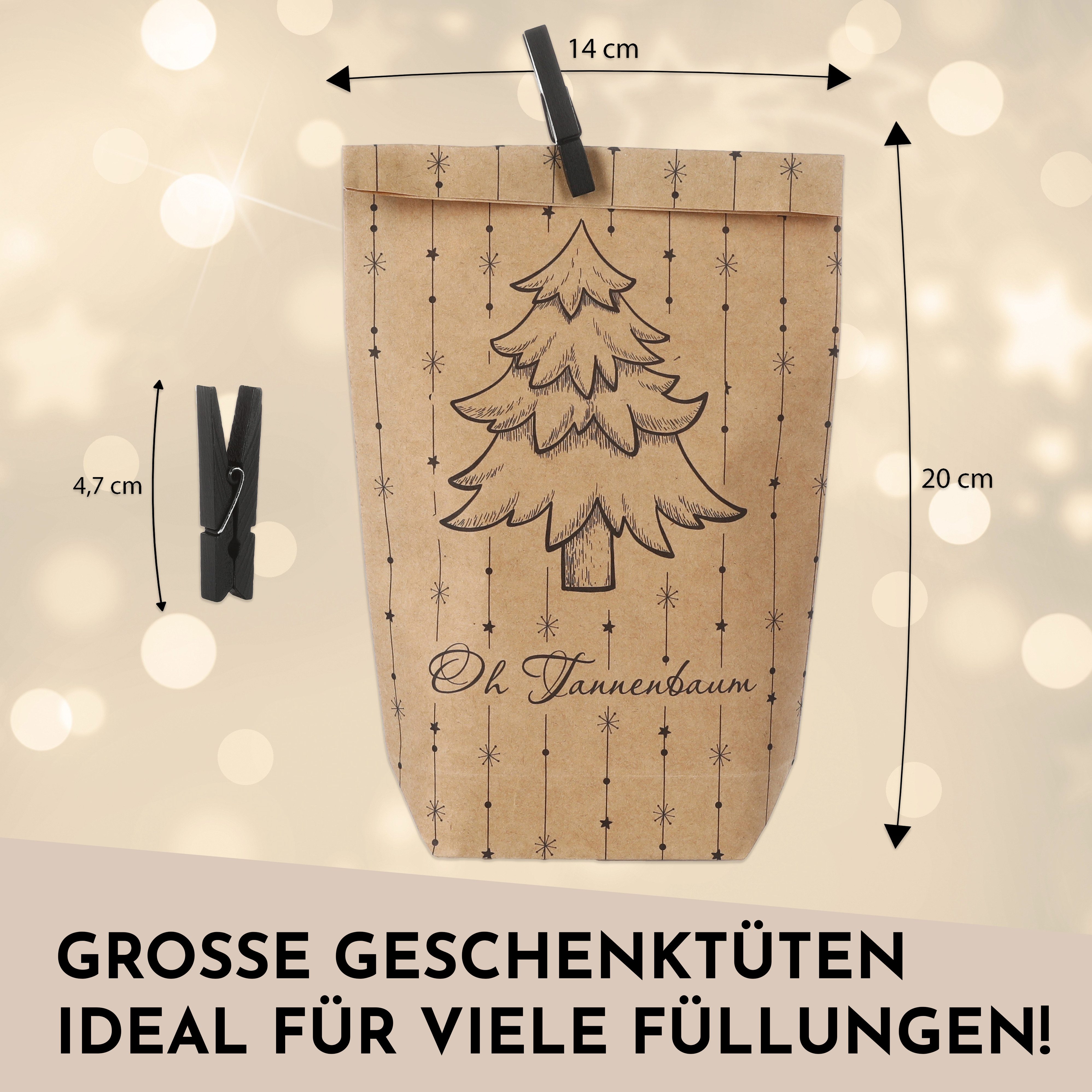Nordstern befüllbarer Adventskalender Set mit 24 Tüten, Mini Klammern und Zahlen Aufklebern, zum Basteln für Kinder, Frau und Mann – Bild 5 von 5