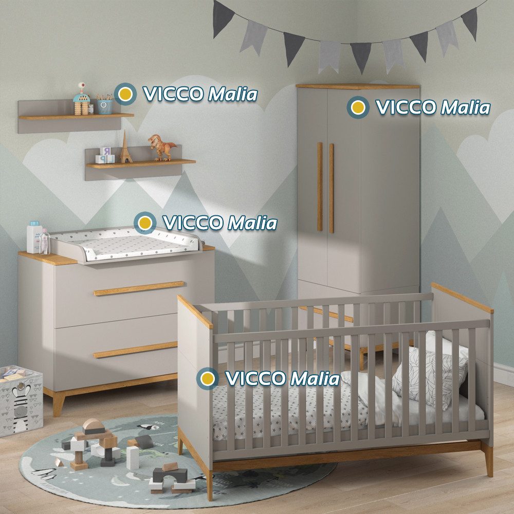 VitaliSpa® Babybett Malia, Cashmere-Eiche, 143.2 x 81 cm, mit Matratze günstig online kaufen