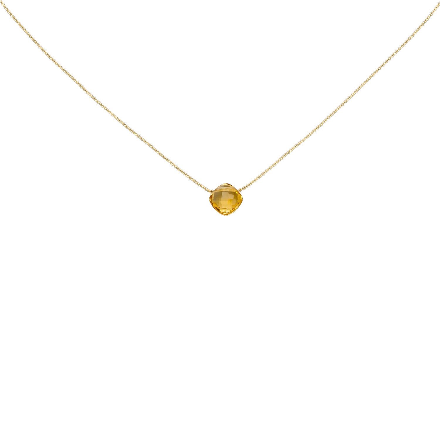 Goldkette Collier aus 750 Gelbgold mit Citrin orange 45cm