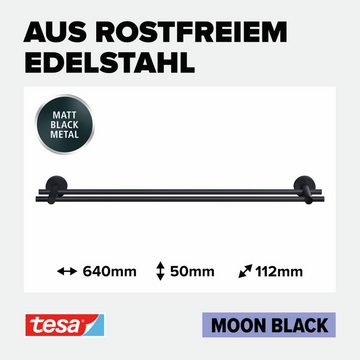 tesa Handtuchhalter 1 x MOON BLACK Handtuchstange doppelt, schwarz matt - 11,2 cm : 64 cm : 5 cm