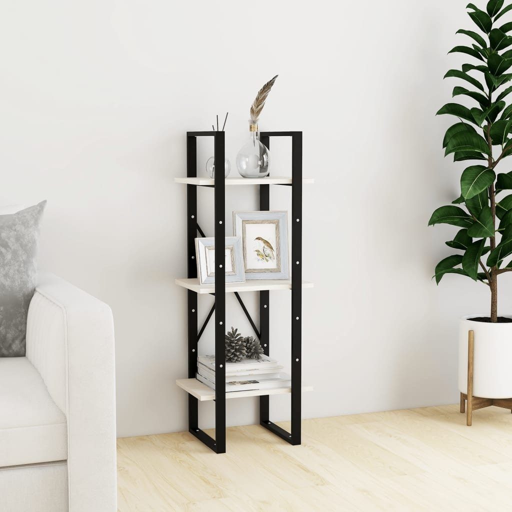 vidaXL Bücherregal aus Massives Kiefernholz, Metall in Weiß, B/H/T: 40x105x30 cm