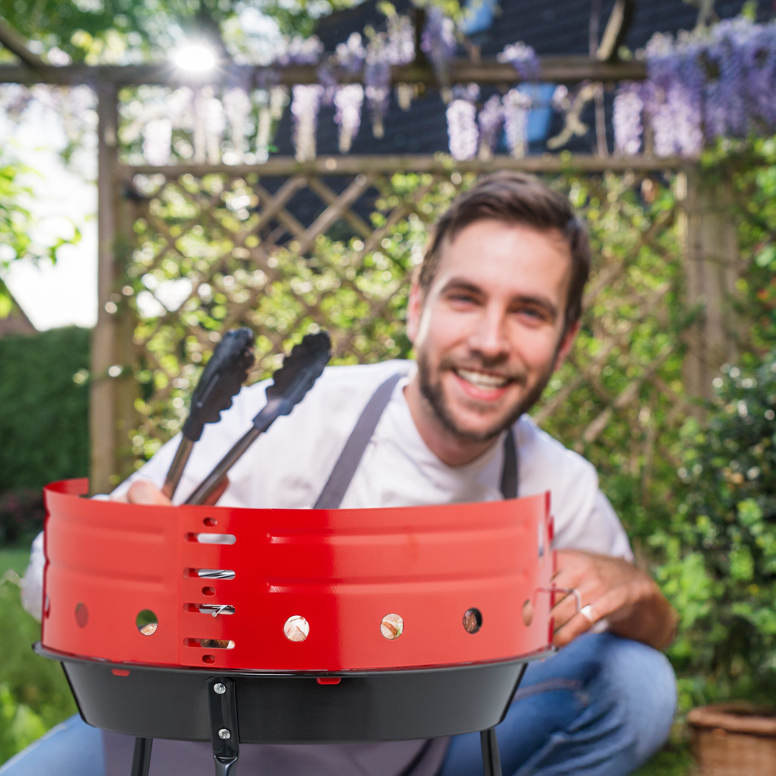 relaxdays Holzkohlegrill Ø 37 cm Dreibei