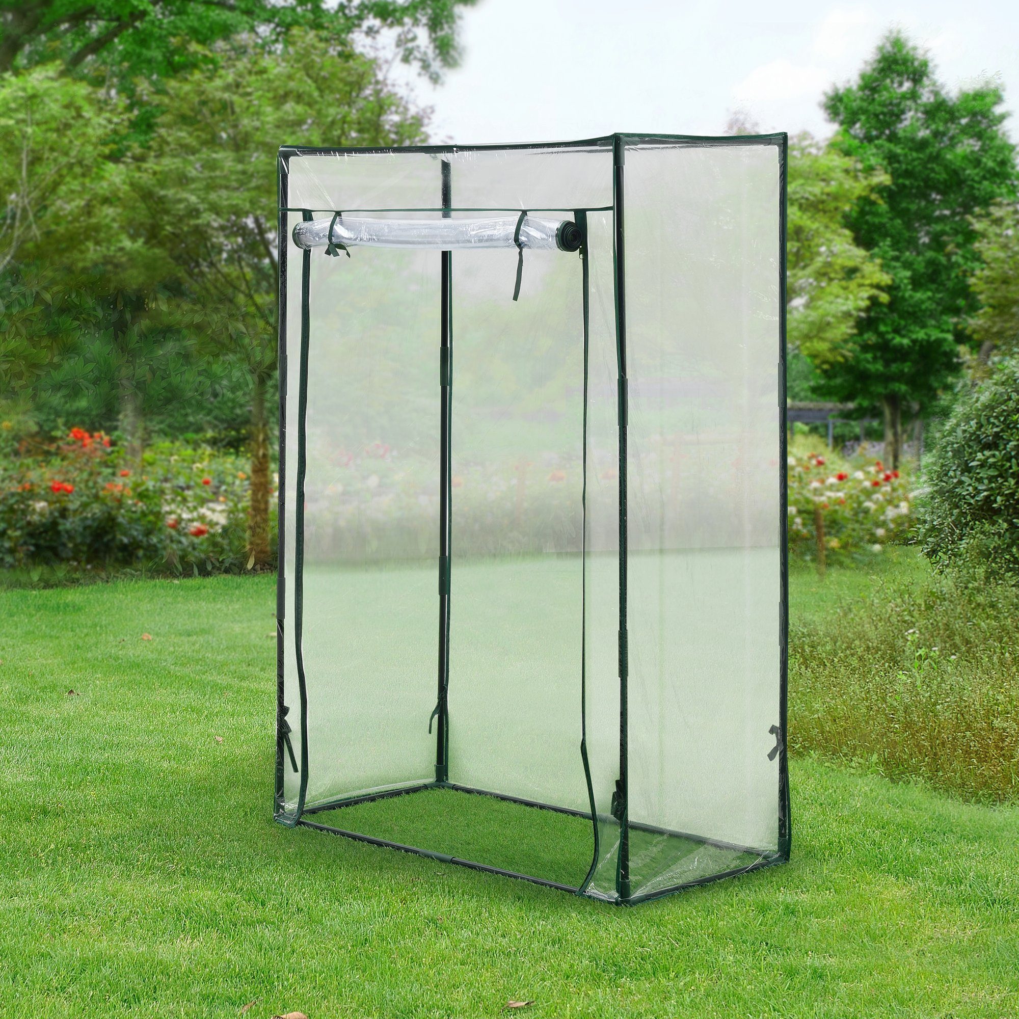 en.casa Tomatengewächshaus, Terzigno 100x50x150cm Gartenhaus Transparent