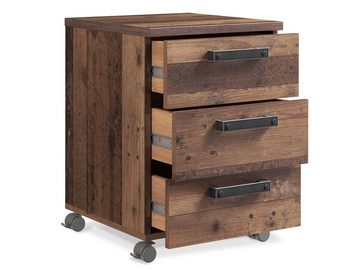 Moebel-Eins Rollcontainer, CASSIA Rollcontainer, Material Dekorspanplatten, Old Wood Vintage/betonfarbig