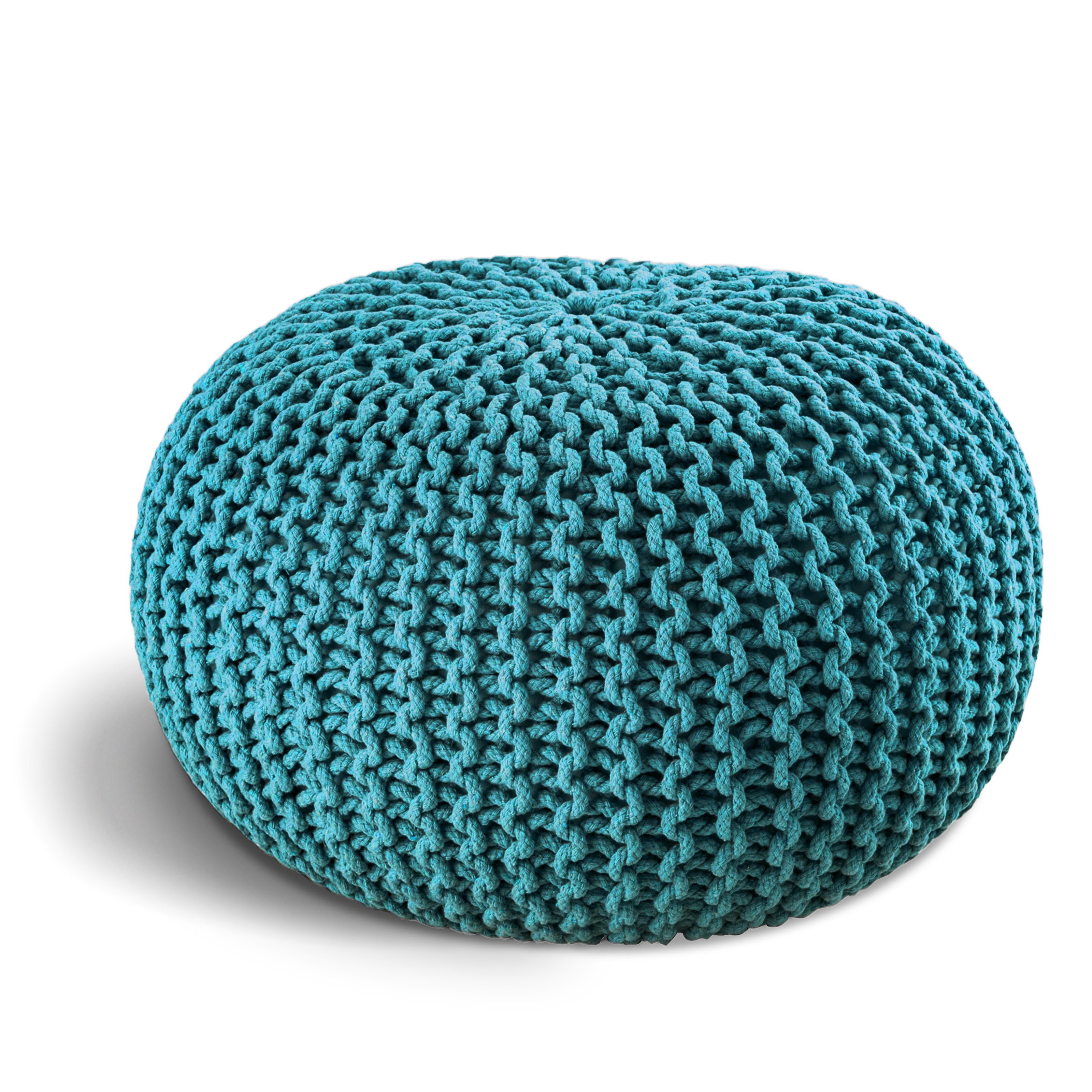 ELYFLAIR Pouf ELYFLAIR® Handgestrickter Pouf Hellblau 100% Material recyceltem aus