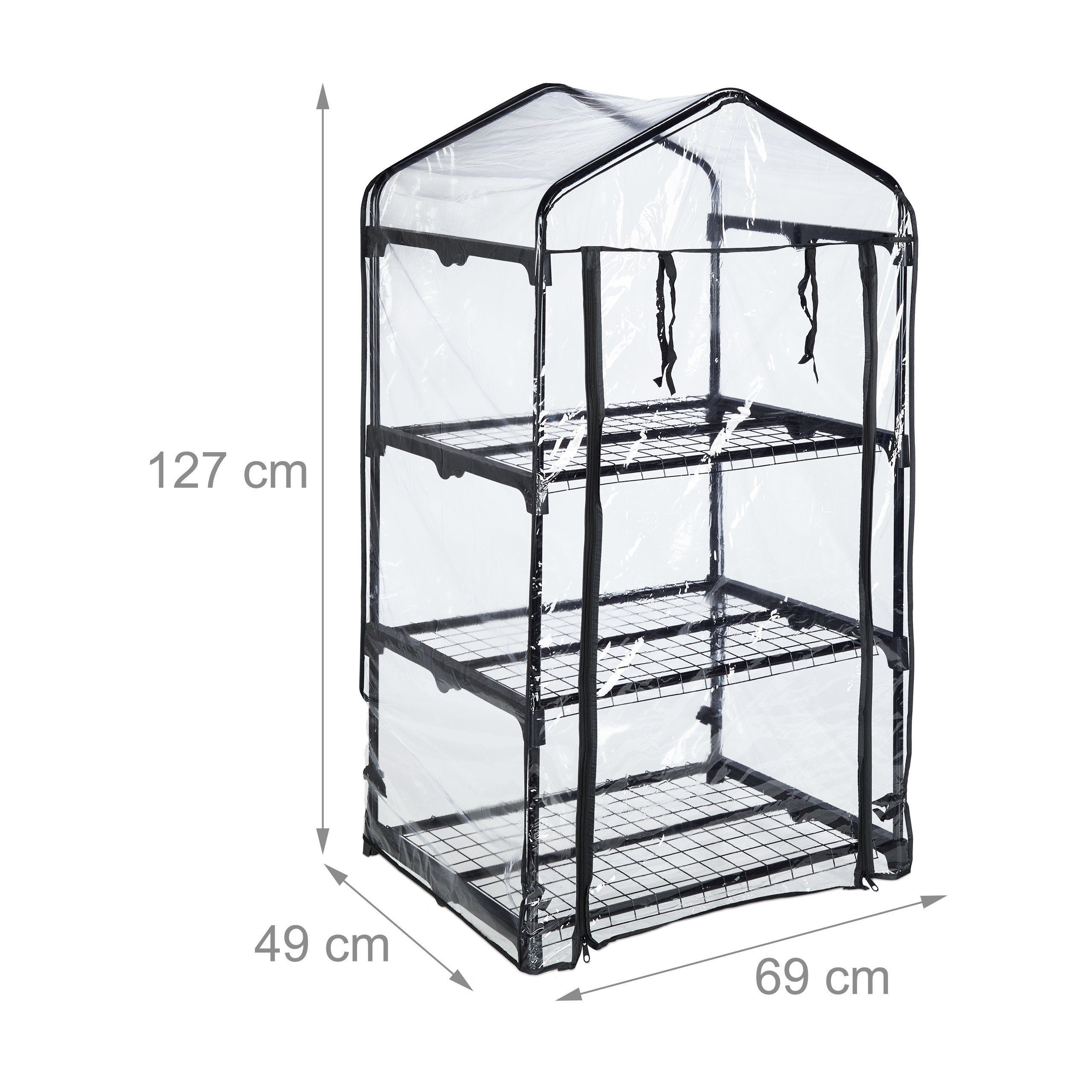 Relaxdays Balkon Gewächshaus Mit 3 Etagen - Kompaktes Folienhaus 122x64x45 Cm Für Kräuter & Gemüse