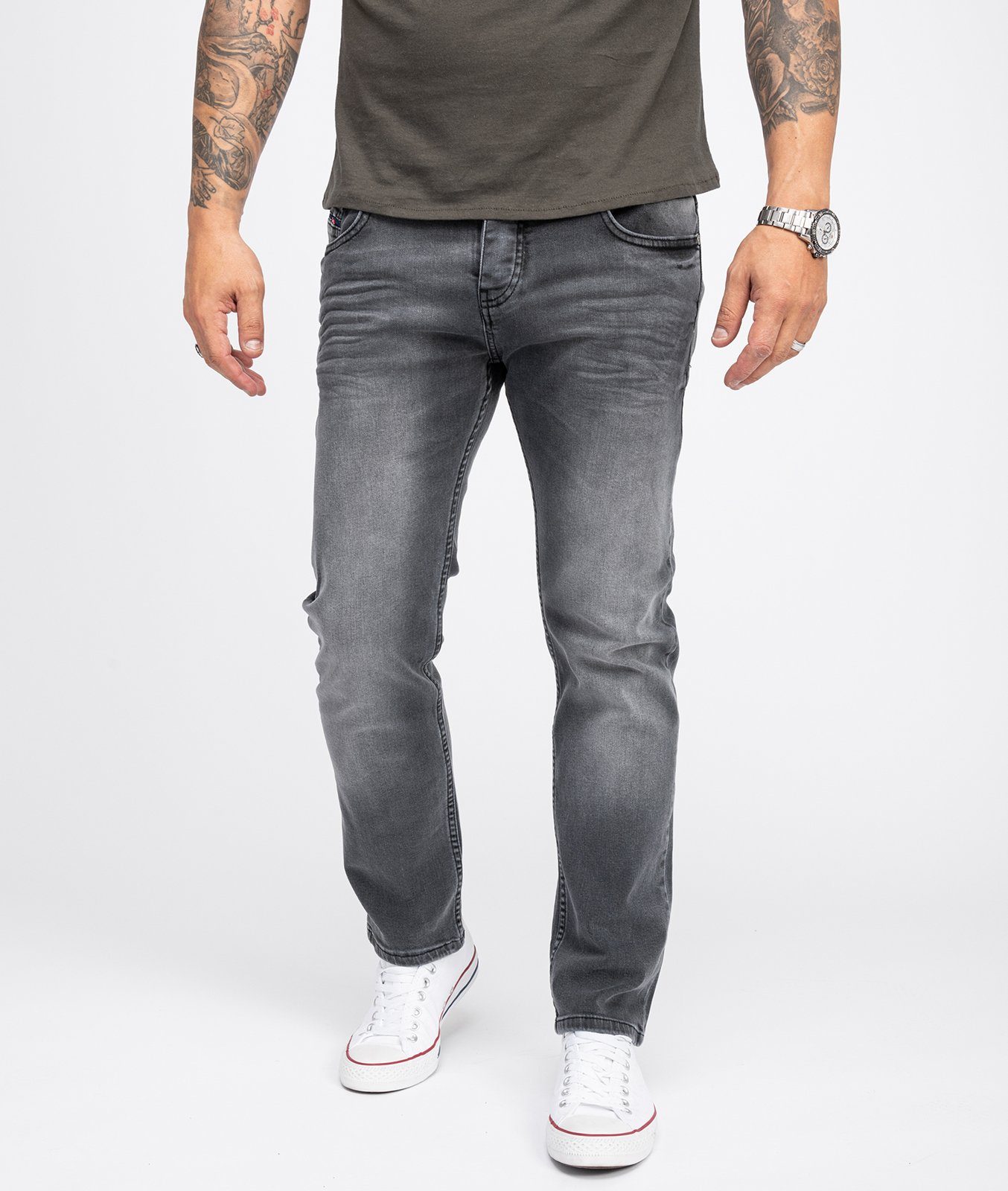 Rock Creek Regular-fit-Jeans Herren Jeans Regular Fit Dunkelgrau RC-2108