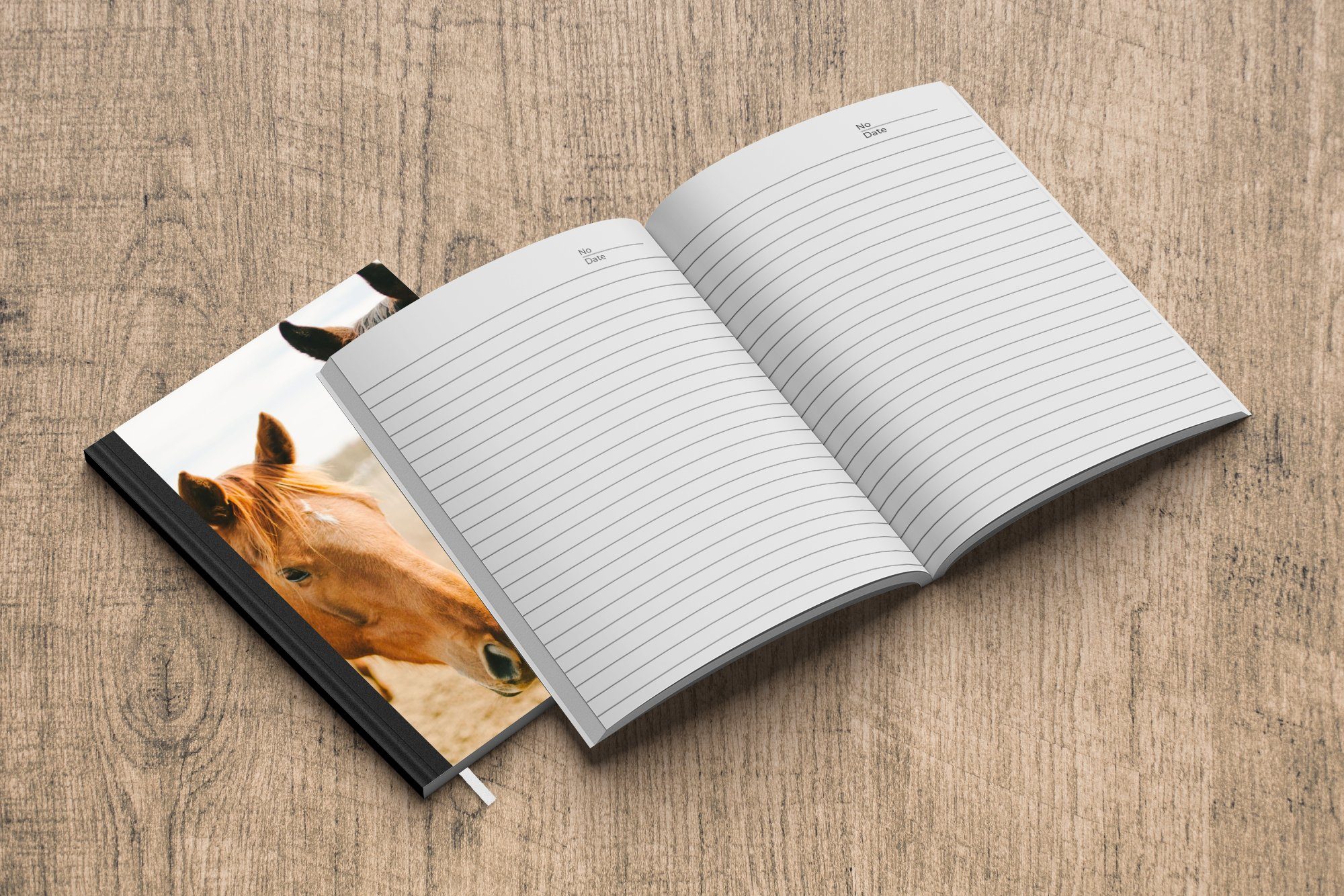 MuchoWow Notizbuch Pferd - Tiere, Strand - A5, Seiten, 98 Tagebuch, Merkzettel, Haushaltsbuch Notizheft, Journal