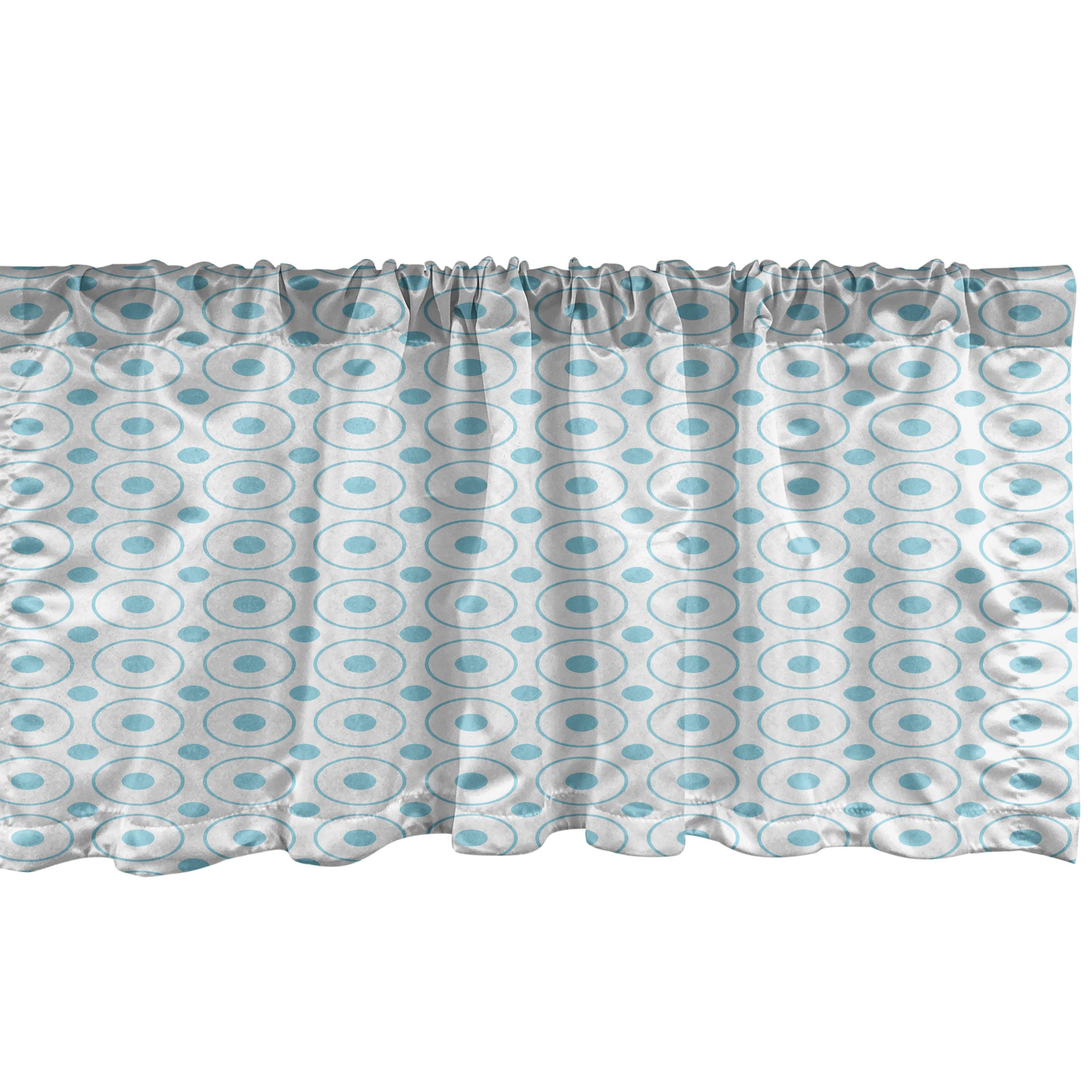 Scheibengardine Vorhang Volant für Küche Schlafzimmer Dekor mit Stangentasche, Abakuhaus, Microfaser, Vintage Blue symmetrische Dots
