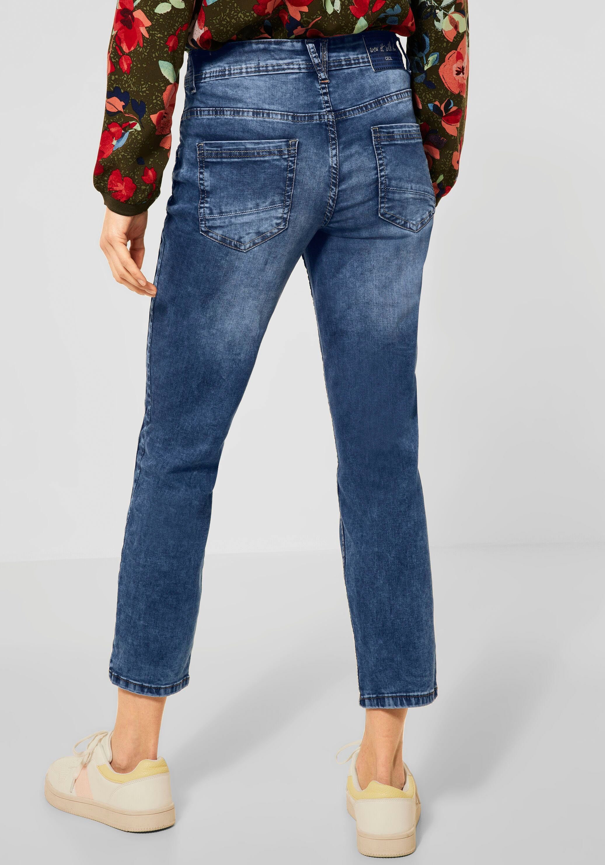 Damen Jeans Cecil Loose-fit-Jeans Style Scarlett in mittelblauer Waschung