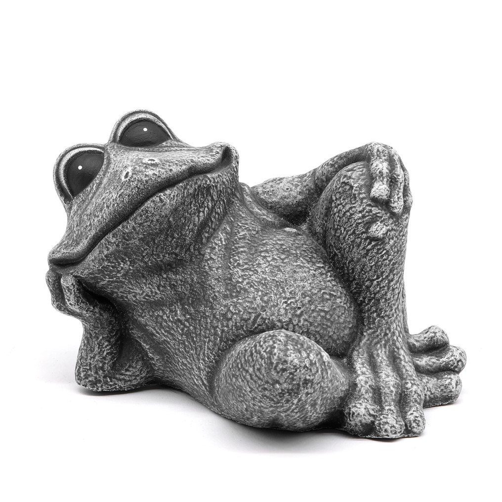 Tiefes Kunsthandwerk Tierfigur Steinfigur Frosch sitzend - als Dekofigur für Haus und Garten, frostsicher, winterfest, Made in Germany