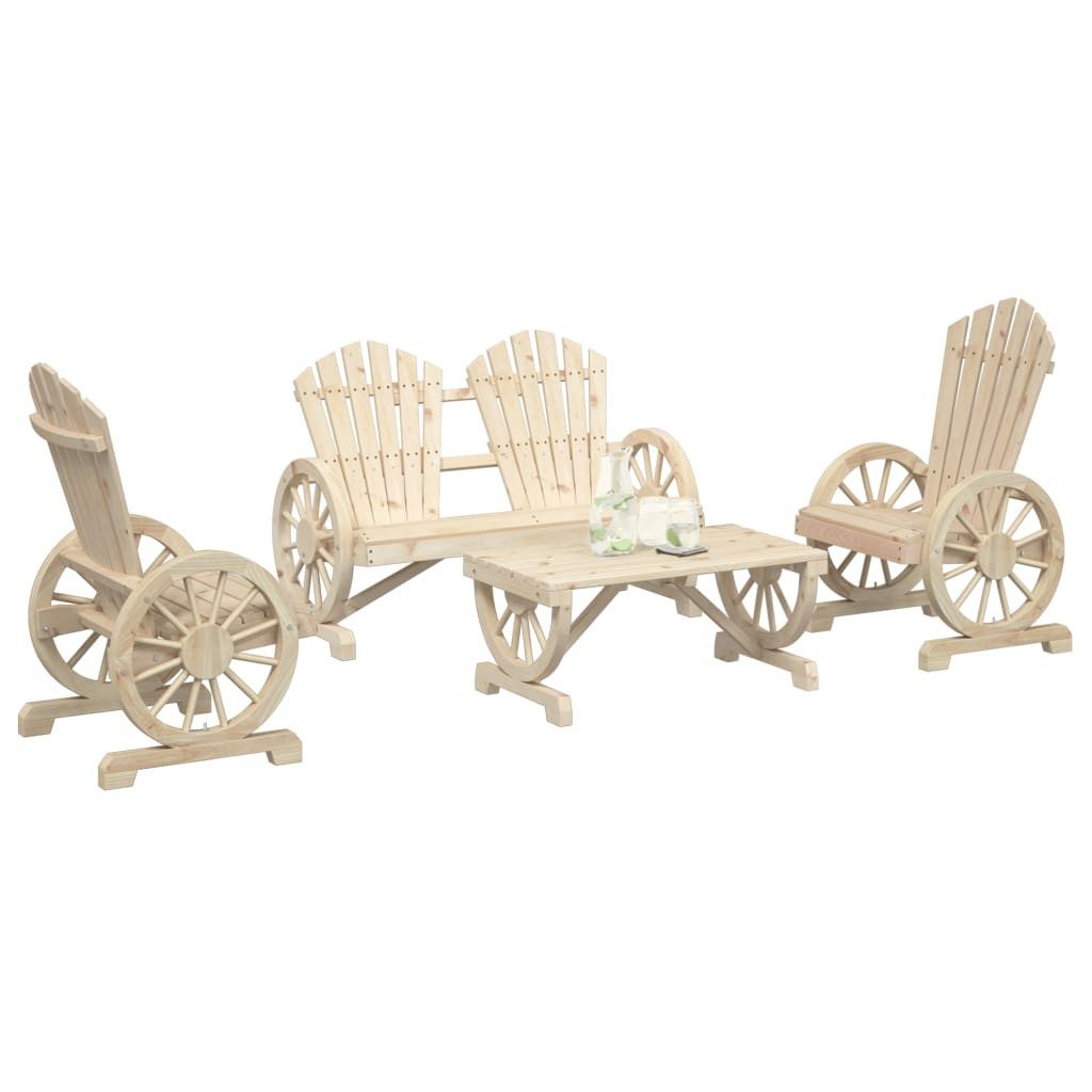 vidaXL Gartenlounge-Set 4-tlg. Garten-Lounge-Set Massivholz Tanne, (1-tlg)