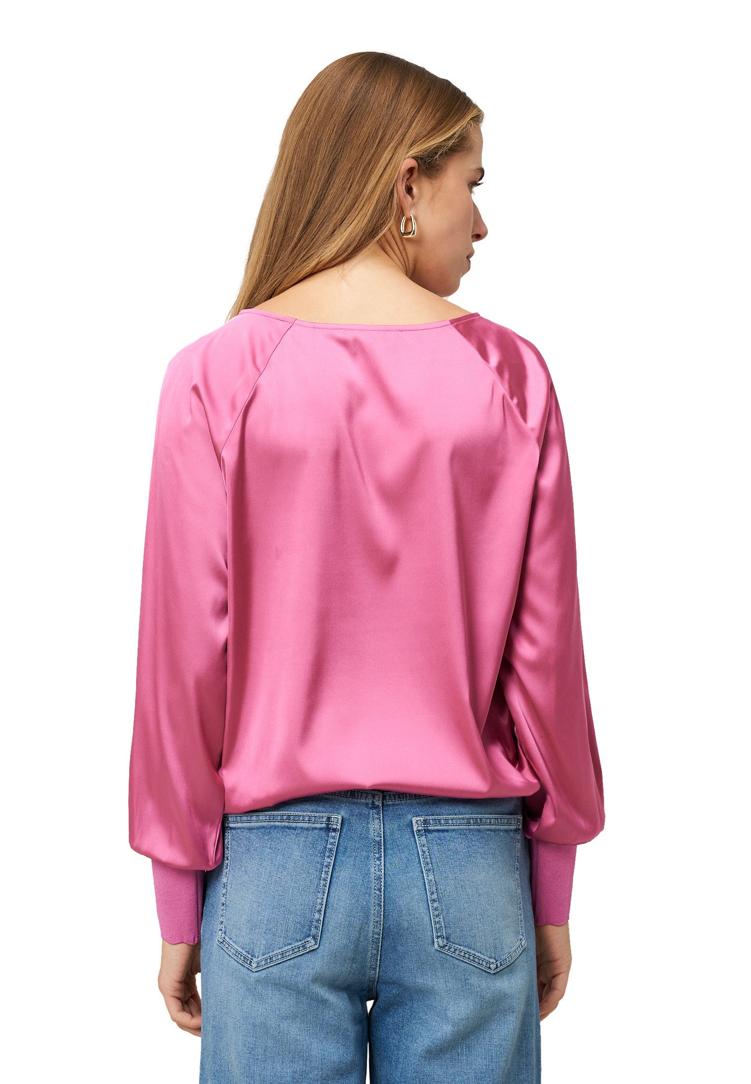 Zero Satinbluse Damen mit Strickbündchen