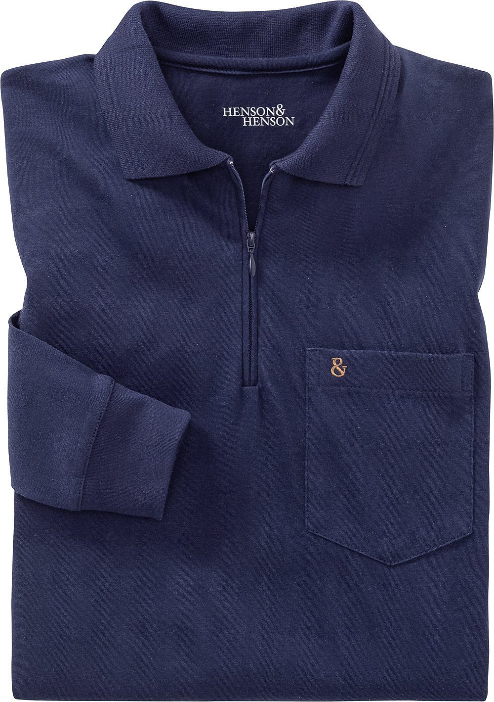 HENSON&HENSON Langarm-Poloshirt marine superweiches Jersey-Gewebe