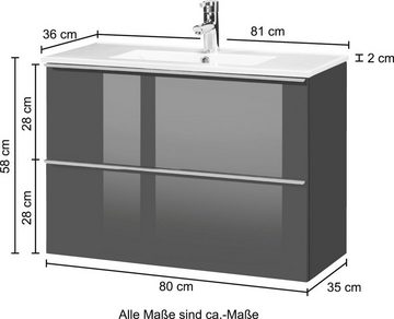 CYGNUS BATH Waschtisch Malaga 800, Breite 80 cm, Tiefe 36 cm, SlimLine