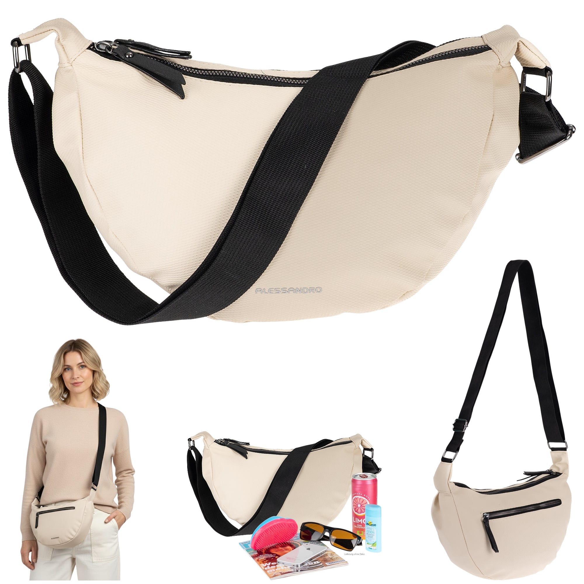 Alessandro Salvatore Handtasche Crossbag Damen Schultertasche Banane Tasche günstig online kaufen