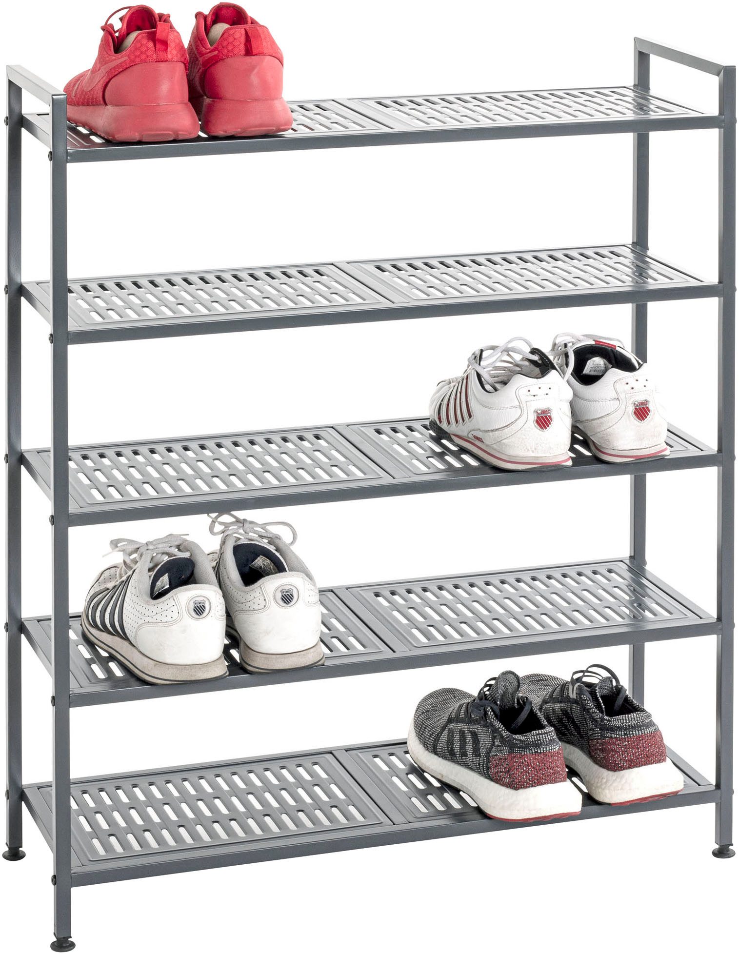 HAKU Schuhregal Schuhaufbewahrung, 1-tlg., rechteckig - aus Metall Anthrazit - B/T/H 73/25/90 cm – Bild 4 von 5