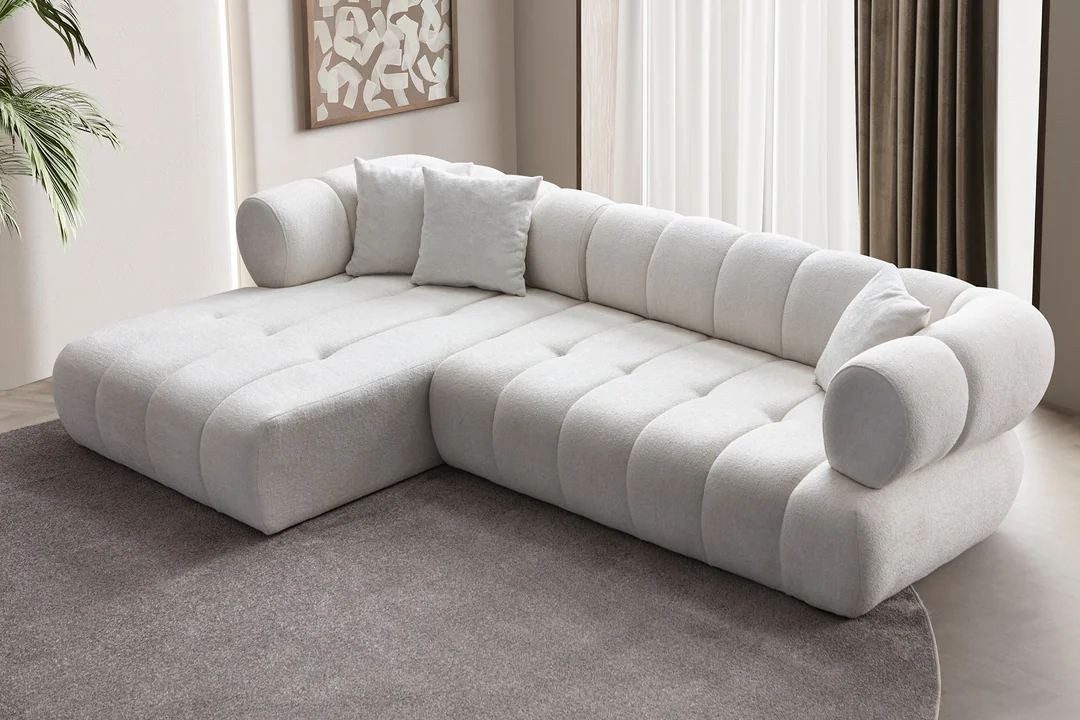 Skye Decor Ecksofa, L‑Form modernes Skandinavisch-Design, Bouclé-Stoffbezug