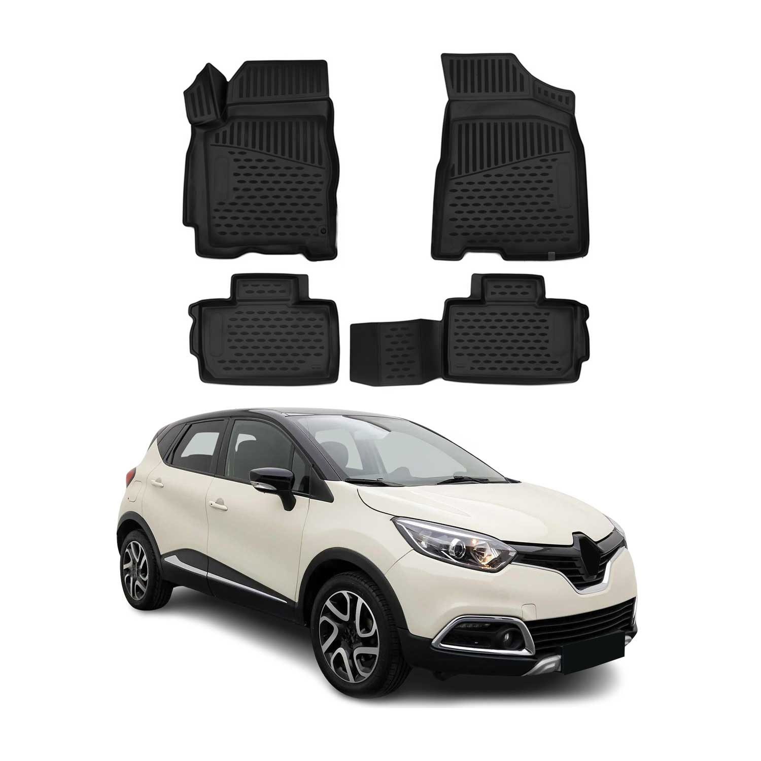 OMAC Auto-Fußmatten für Renault Captur 2013-2019 Schwarz 4 tlg TPE (4 St), für Renault Captur 2013-2019 Renault Captur 2013-2019, Antirutsch,Wasserfest,Einfache Installation
