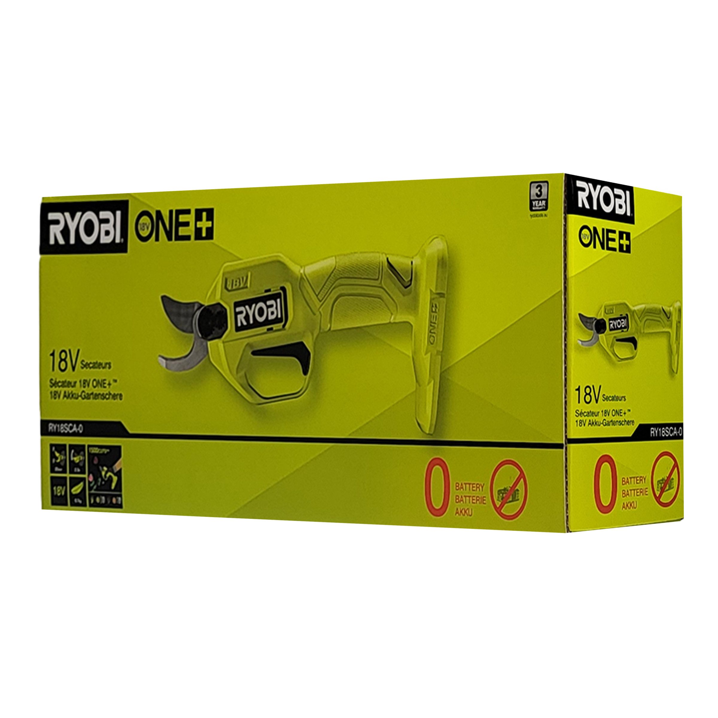 RYOBI Akku-Gras- und Strauchscherenset Ryobi RY18SCA-0 Akku-Schere 18 V ONE+ (ohne Akku/Ladegerät), (1 St)