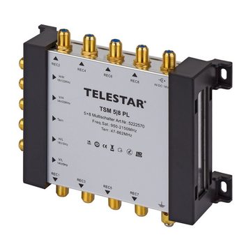 TELESTAR SAT-Multischalter TSM 5/8 PL Multischalter Verteilung bis zu 8 Teilnehmern, zum Anschluss eines Quattro-LNB, 1 Satellit