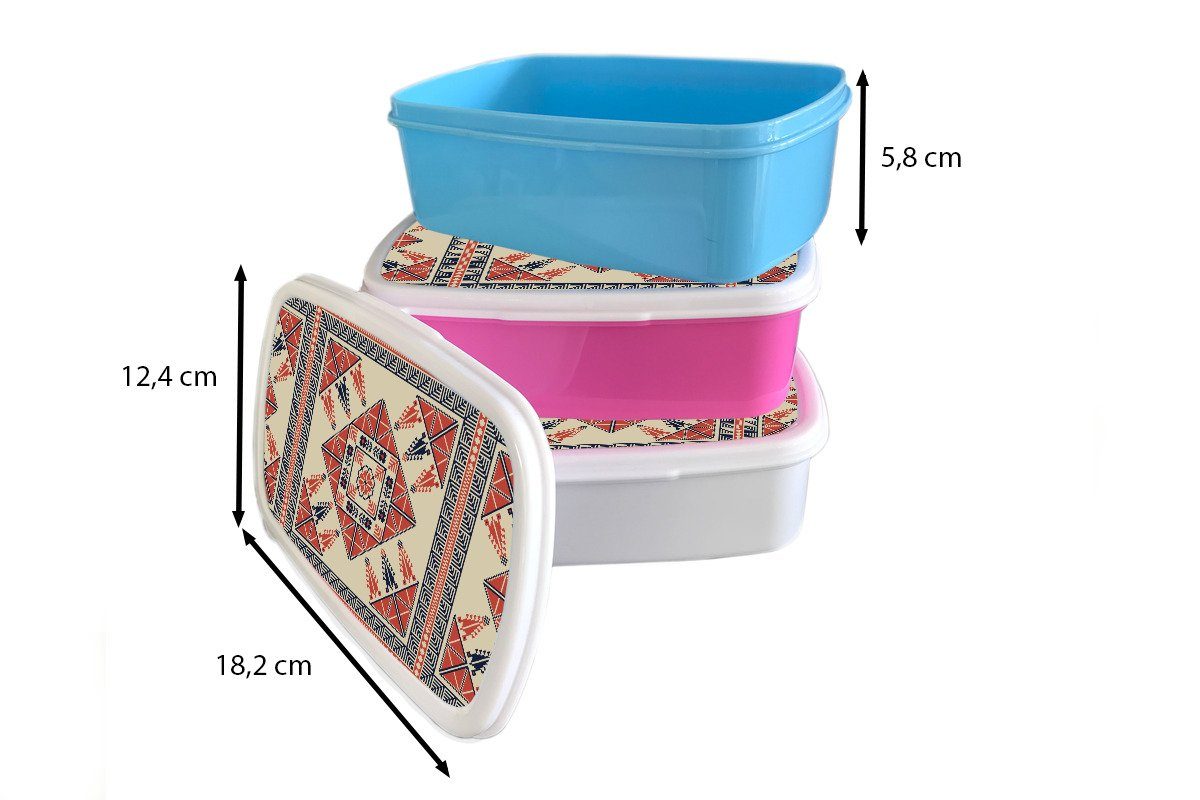 - (2-tlg), für Erwachsene, Jungs Muster und Arabisch, - Fliese Brotbox Mädchen - Lunchbox Kinder Kunststoff, MuchoWow Blume für Brotdose, und - Stickerei weiß