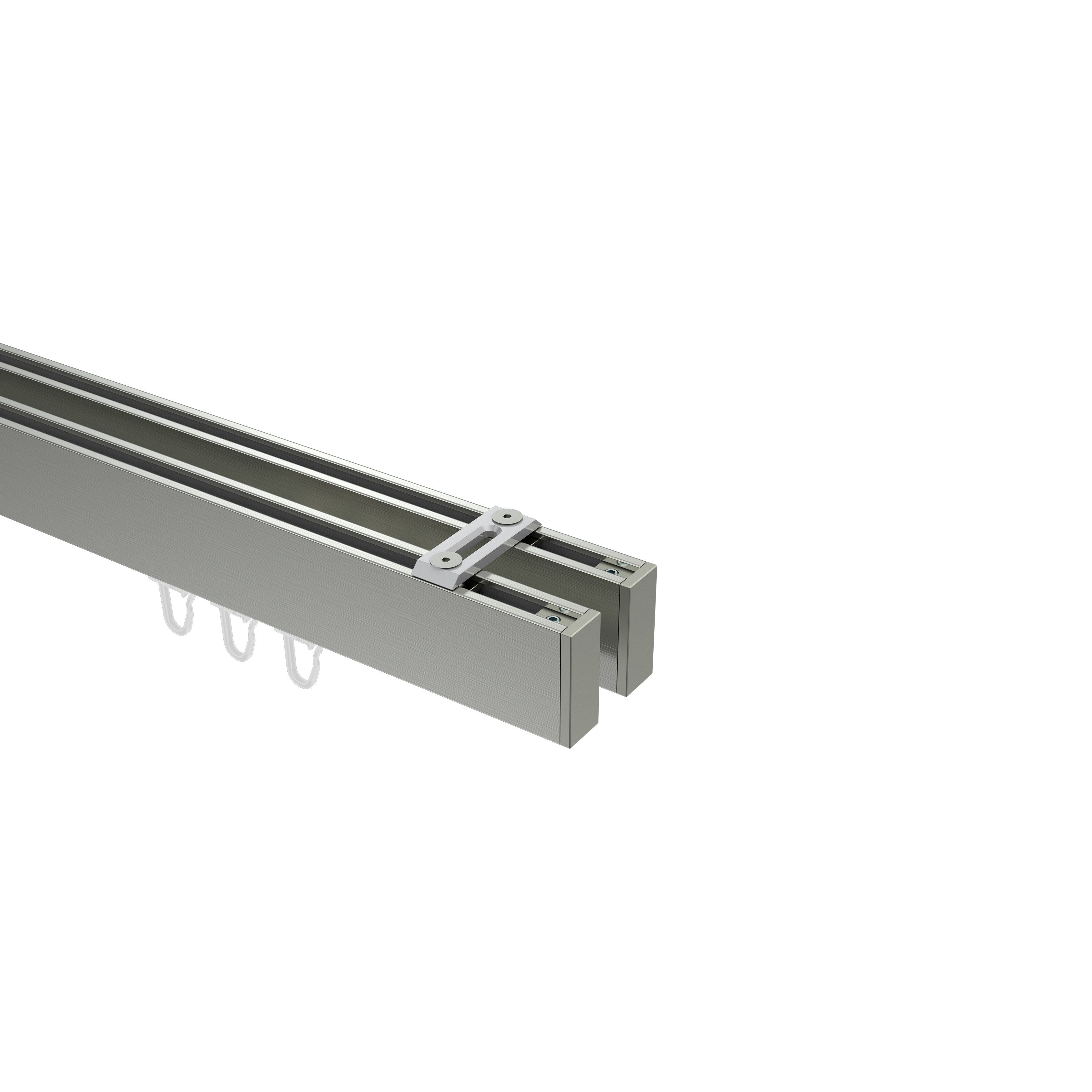 Gardinenstange Smartline Paxo, INTERDECO, 2-läufig, 14x35 mm, eckig, Deckenmontage, Edelstahl-Optik