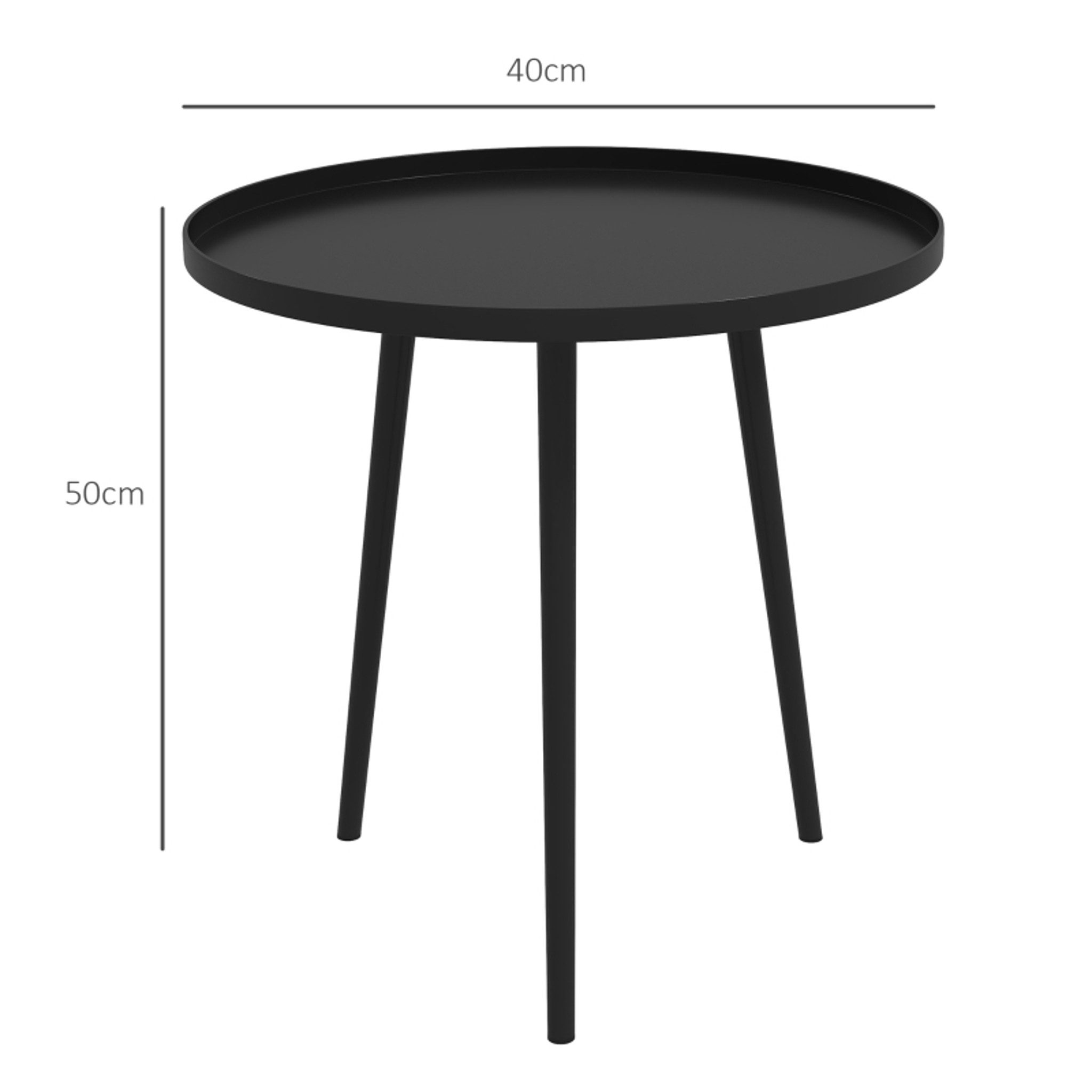 MC Star Gartentisch Outdoor Beistelltisch, Gartentisch, runder Terrassentisch, Stahl (40 x 50Hcm, Schwarz)