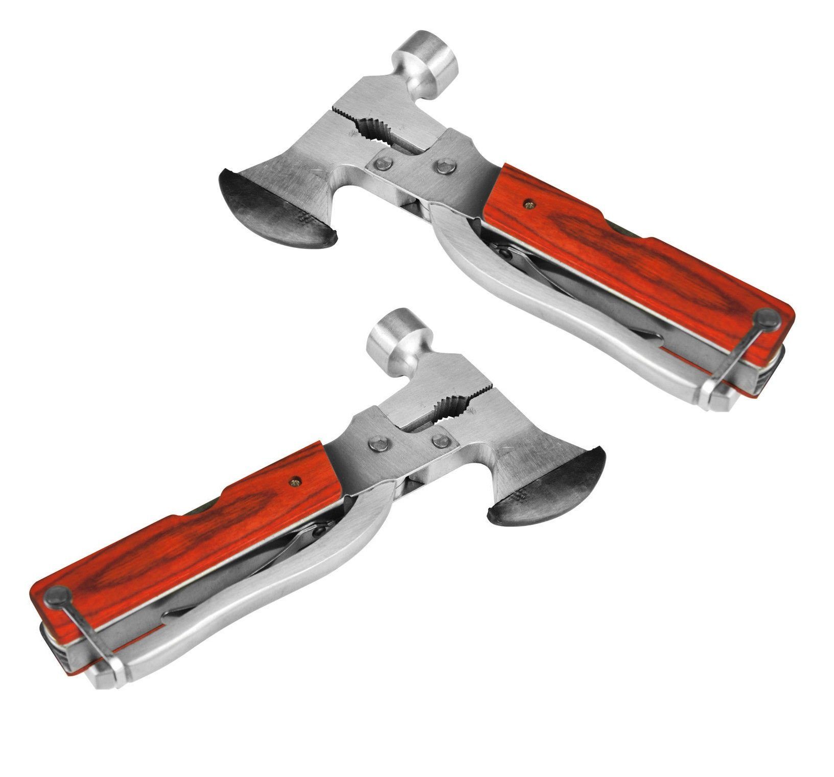 BAYLI Campinghammer 2er Set Camping Multitool mit Hammer Zange Beil Säge Schraubendreher