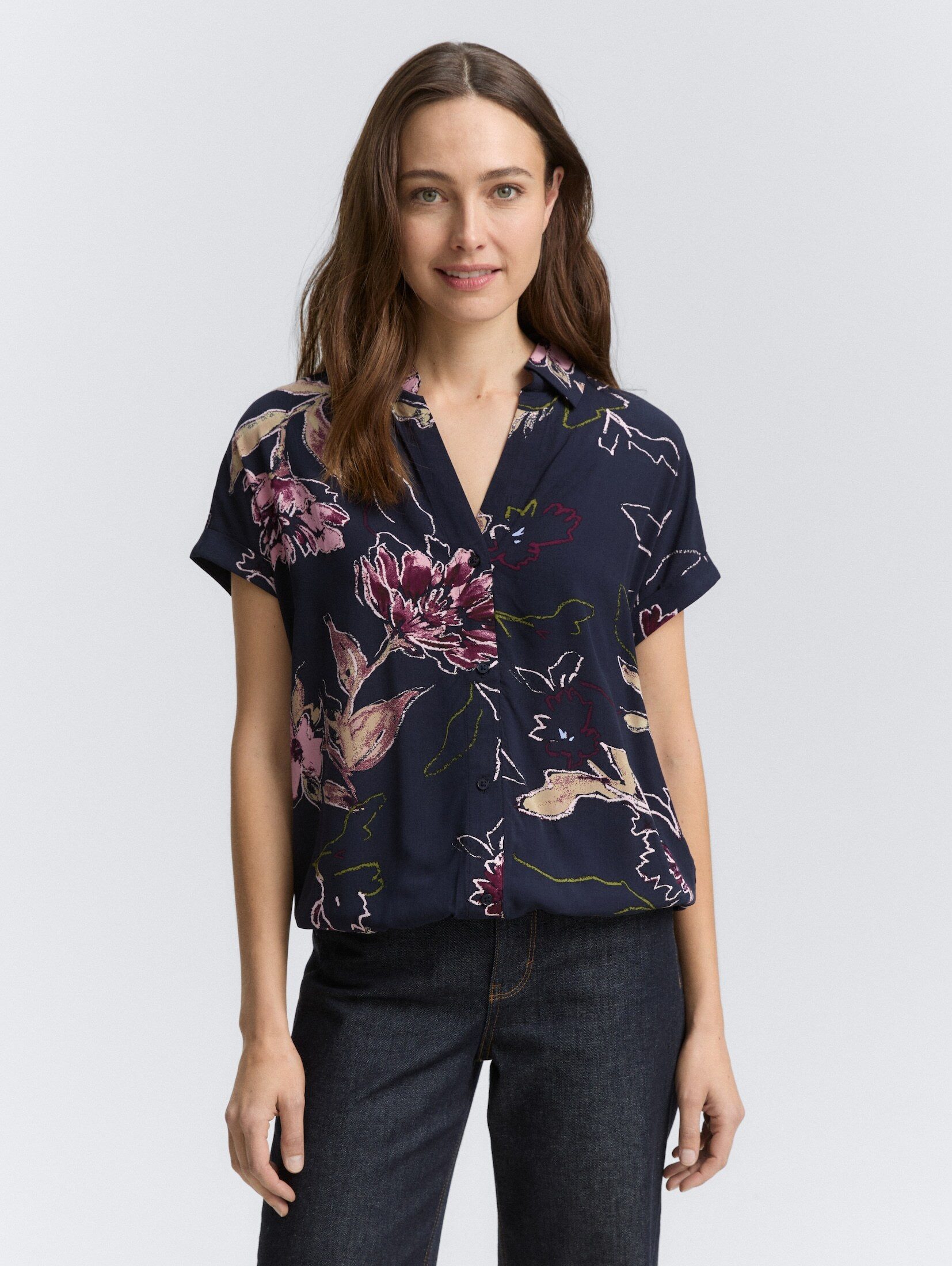 TOM TAILOR Kurzarmbluse Bluse mit Muster günstig online kaufen
