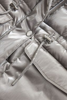 Next Steppmantel Metallic-Jacke mit Besatz aus Kunstfell (1-tlg)