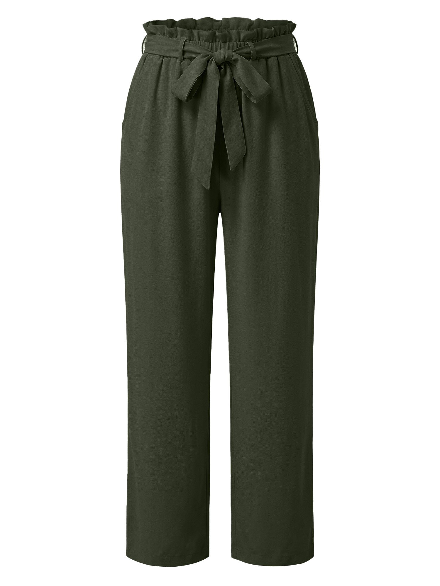 Palazzohose Damen Hochtaillierte Hose mit Bindegürtel