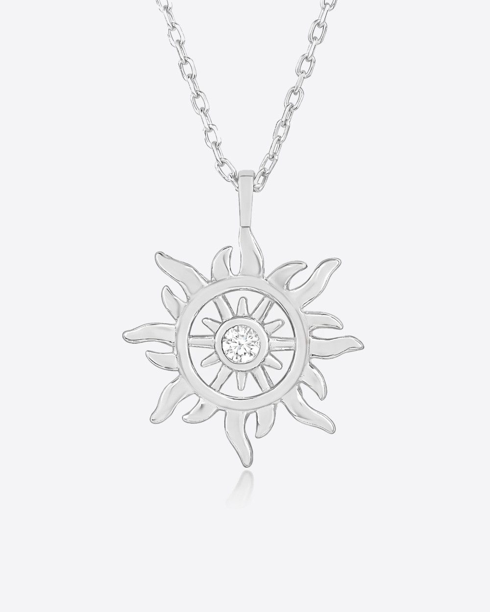 DANIEL CLIFFORD Kette mit Anhänger 'Helia' Damen Halskette Silber 925 Sonne Anhänger Kristall (inkl. Verpackung), feine Silberkette, größenverstellbare Kette mit Sonnenanhänger