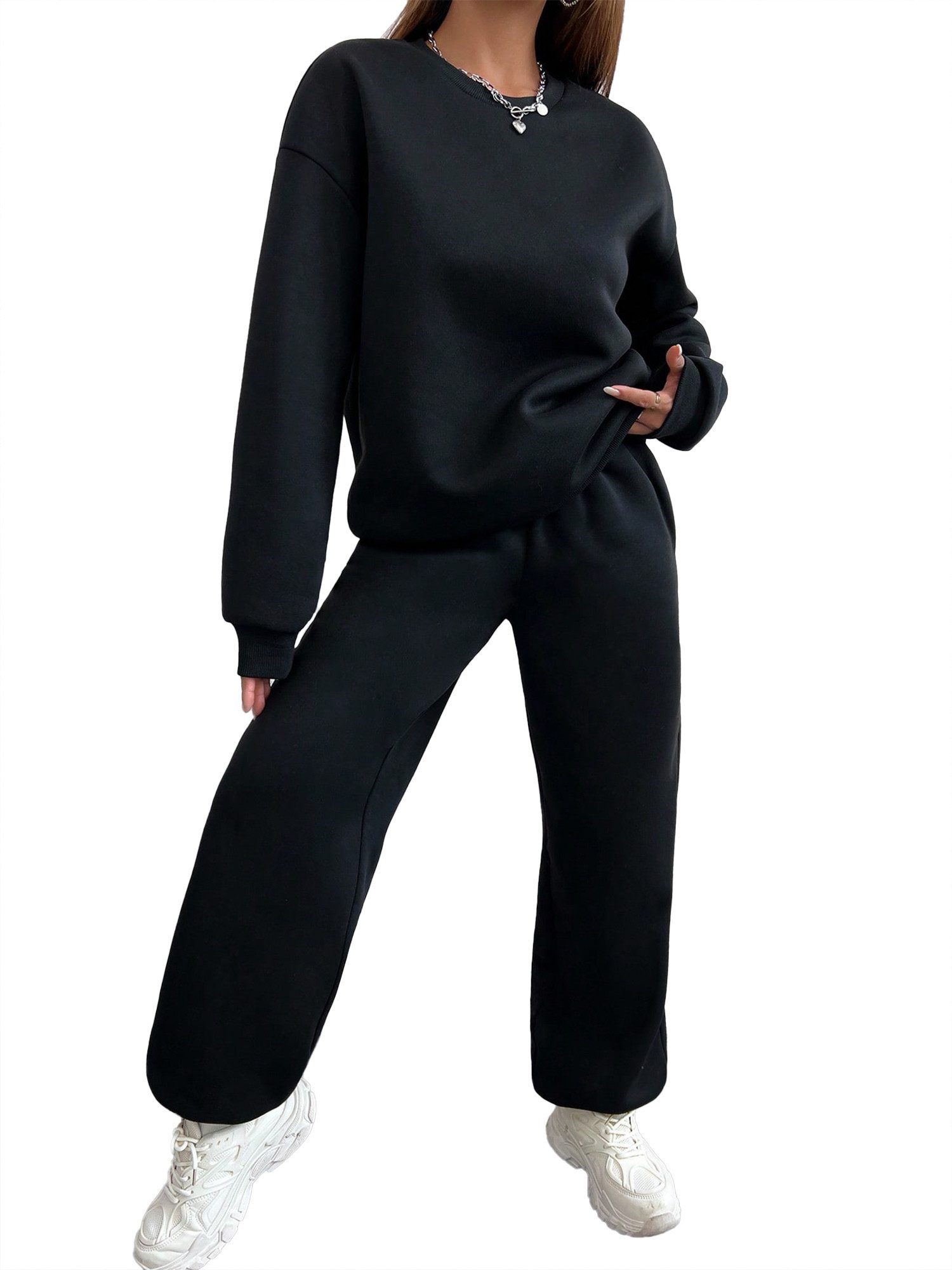 PYLIKE Jogginganzug Wintermode Fleecepullover Damen Oversized Lässiges 2-te günstig online kaufen