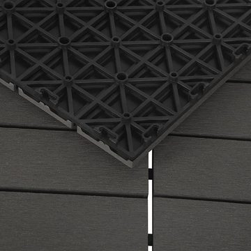 EUGAD WPC-Fliesen, 22 St., WPC Terrassenfliesen in T-Form, Bodenbelag mit klicksystem, für Terrassen und Balkon, Balkonfliesen Klickfliesen, wetterfest, 30x30cm, Dunkelgrau