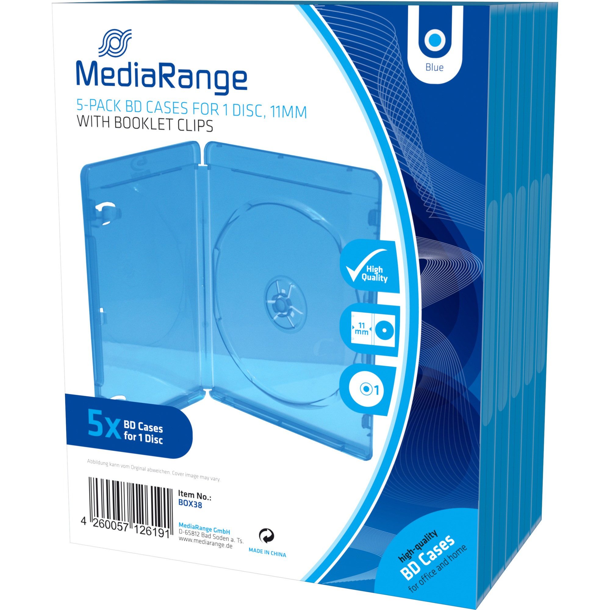 Mediarange Aufbewahrungsbox MediaRange BD Videobox Retail-Pack Single 5St