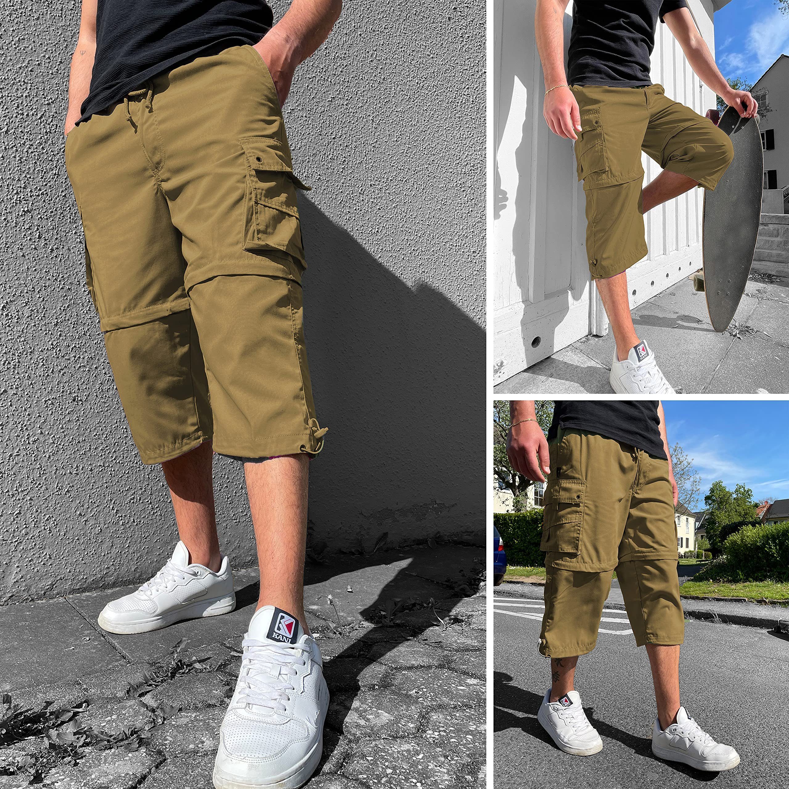 Kendindza Collection Cargobermudas Bermudas Herren Kurze Hose Herren 3/4 Hose Herren Cargo Taschen Abnehmbare Beine kurze Hose Herren Cargoshorts Herren Sommer