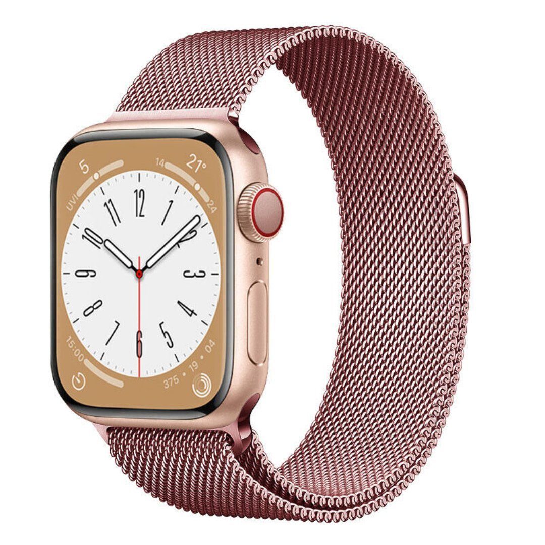 und Uhrenarmband SE Edelstahl, Milanese für Pink SmartUP 1-9 42/44/45/49mm #5 Watch Uhrenarmband Apple 38/40/41mm Metall Milanese Armband für /