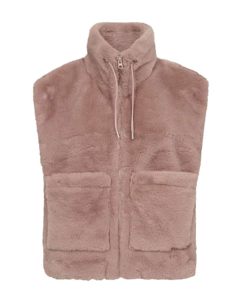 FREEQUENT Fellimitatjacke FQFONY-WAISTCOAT Teddyweste mit Reißverschluss