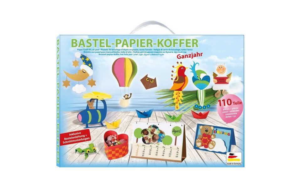 Glorex Bastelkartonpapier Glorex Bastelpapier-Koffer 110-teilig