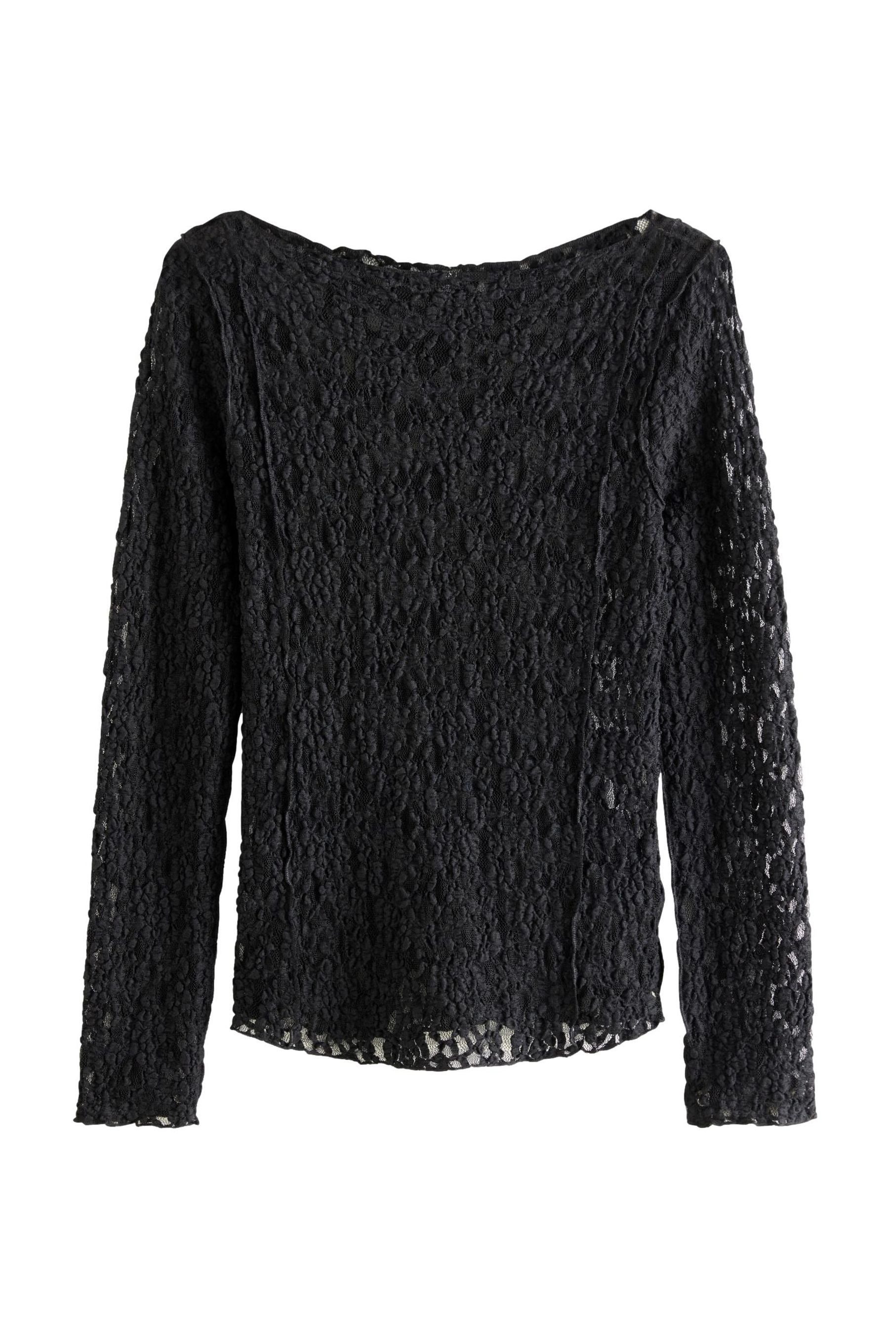 Next Langarmshirt Langarmoberteil mit Spitze und U-Boot-Ausschnitt (1-tlg)