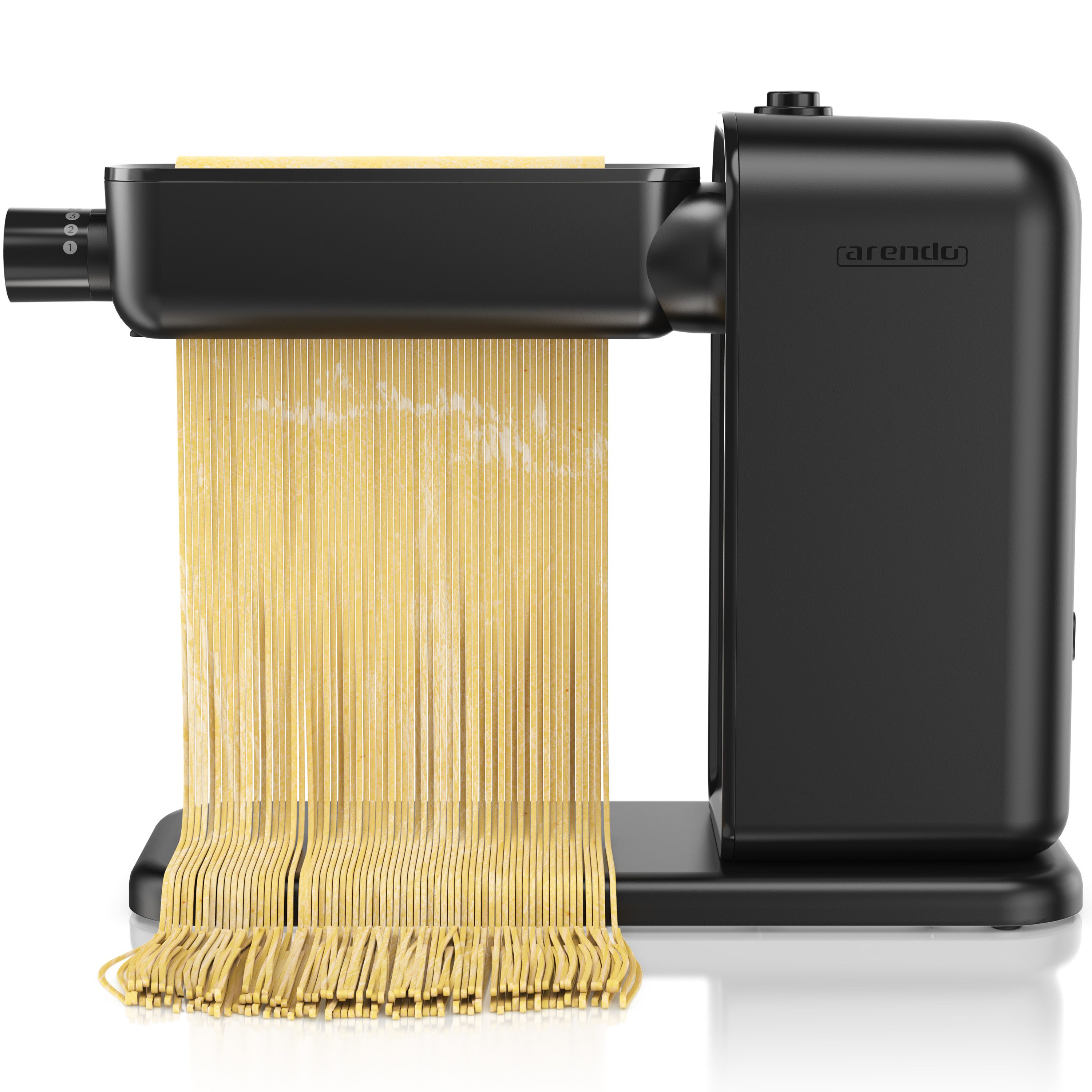 Arendo Nudelmaschine Elektrische Nudelmaschine, Pasta Maker, 5 Stärken einstellbar, 120 W, Nudelwalze und 2x Pasta-Schneideinsätze 2 mm und 6 mm, Knetmaschine